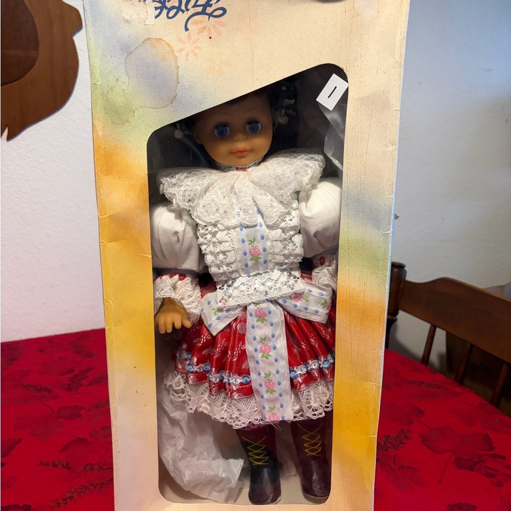 Traditional Doll in Red and White Dress